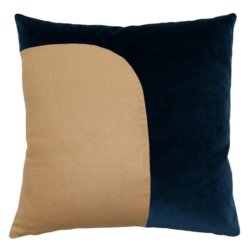 Square Feathers Felix Indigo Gold Throw Pillow