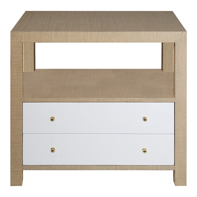 Worlds Away Hattie Grasscloth Side Table