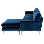 Anders Velour Sectional Sofa with Chaise