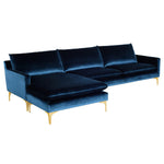 Anders Velour Sectional Sofa with Chaise