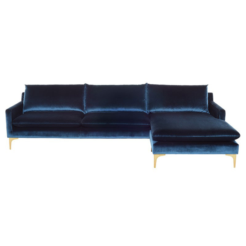 Anders Velour Sectional Sofa with Chaise