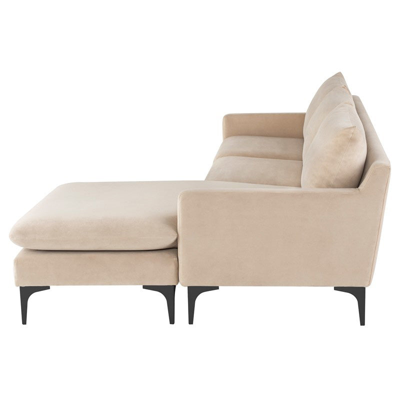 Anders Velour Sectional Sofa with Chaise