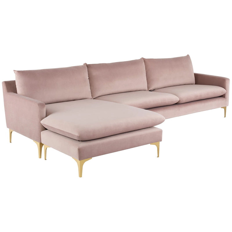 Anders Velour Sectional Sofa with Chaise