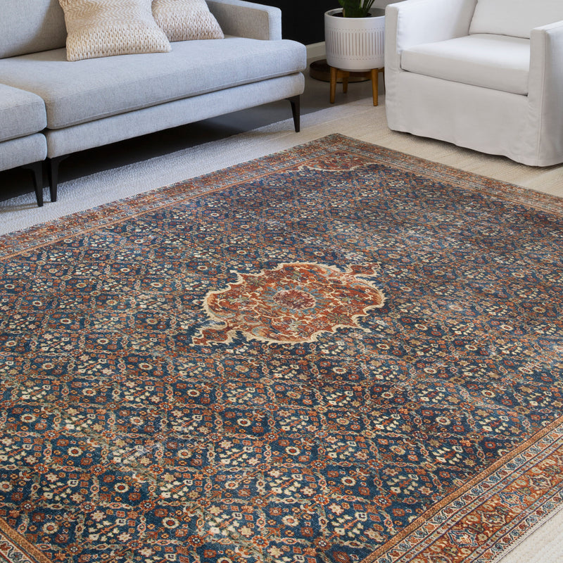 Loloi II Layla Cobalt Blue/Spice Power Loomed Rug