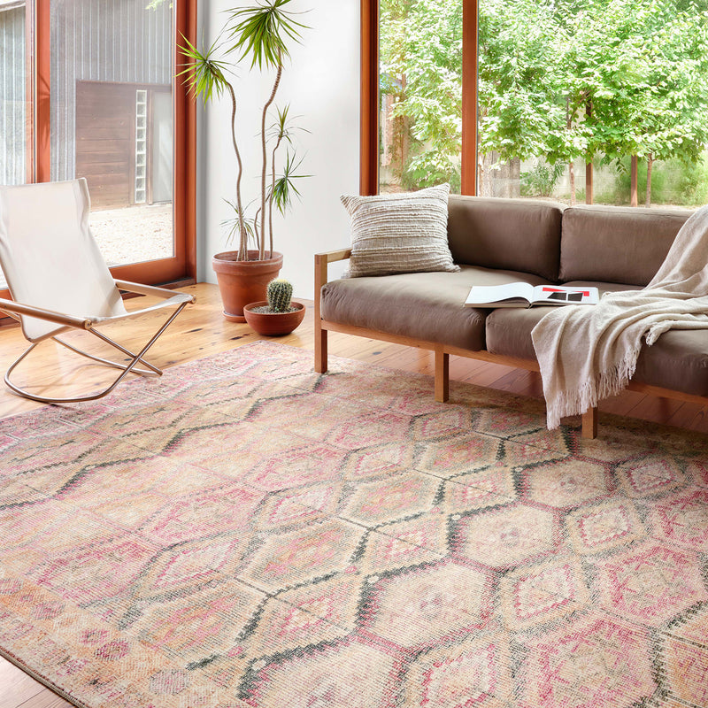 Loloi II Layla Pink/Lagoon Power Loomed Rug