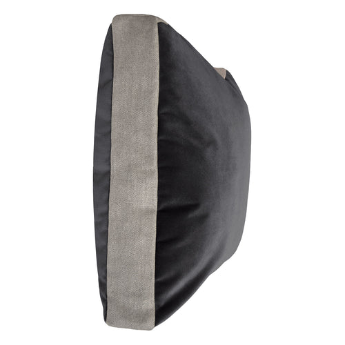 Square Feathers Luna Dark Gray Linen Edge Throw Pillow