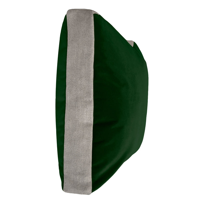 Square Feathers Luna Emerald Linen Edge Throw Pillow