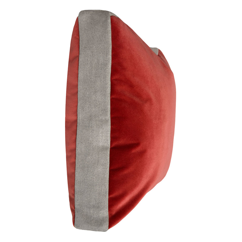 Square Feathers Luna Scarlet Linen Edge Throw Pillow