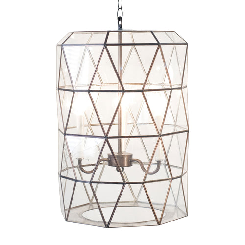 Worlds Away Moderna Clear Glass Lantern - Final Sale