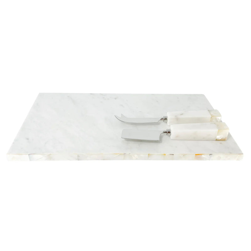 Anaya Mother of Pearl Marble Cheese Board & Knive Set