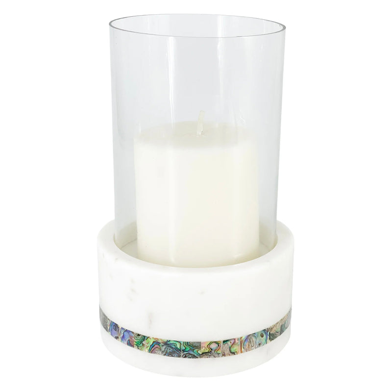 Anaya Mother of Pearl Marble Hurricane Candle Holder