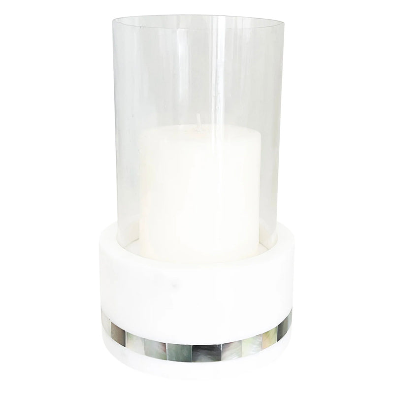 Anaya Mother of Pearl Marble Hurricane Candle Holder