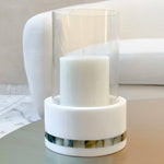 Anaya Mother of Pearl Marble Hurricane Candle Holder