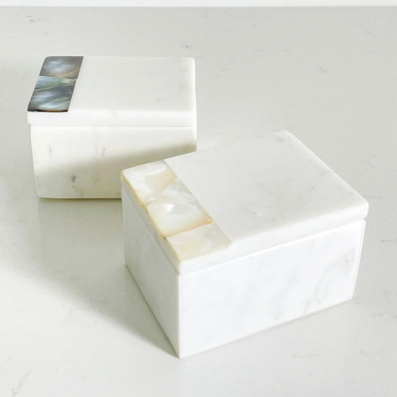 Anaya Mother of Pearl Gray Marble Box