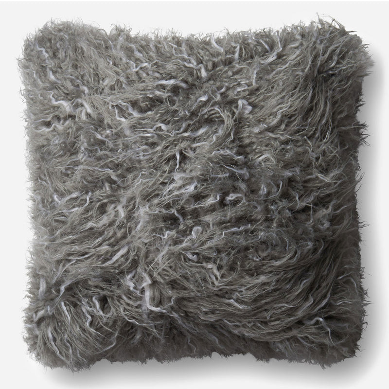 Loloi Shaggy Gray Throw Pillow Set of 2