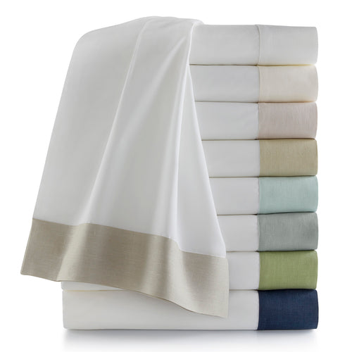 Peacock Alley Mandalay Linen Cuff Percale Flat Sheet