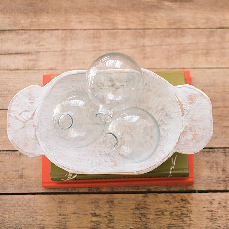 Distressed White Dough Bowl, Small