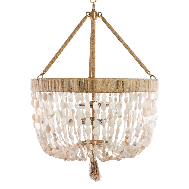 Ro Sham Beaux Malibu 24 Brass/ Mother of Pearl Chandelier