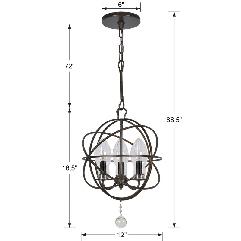 Crystorama Solaris 3-Light Outdoor Chandelier