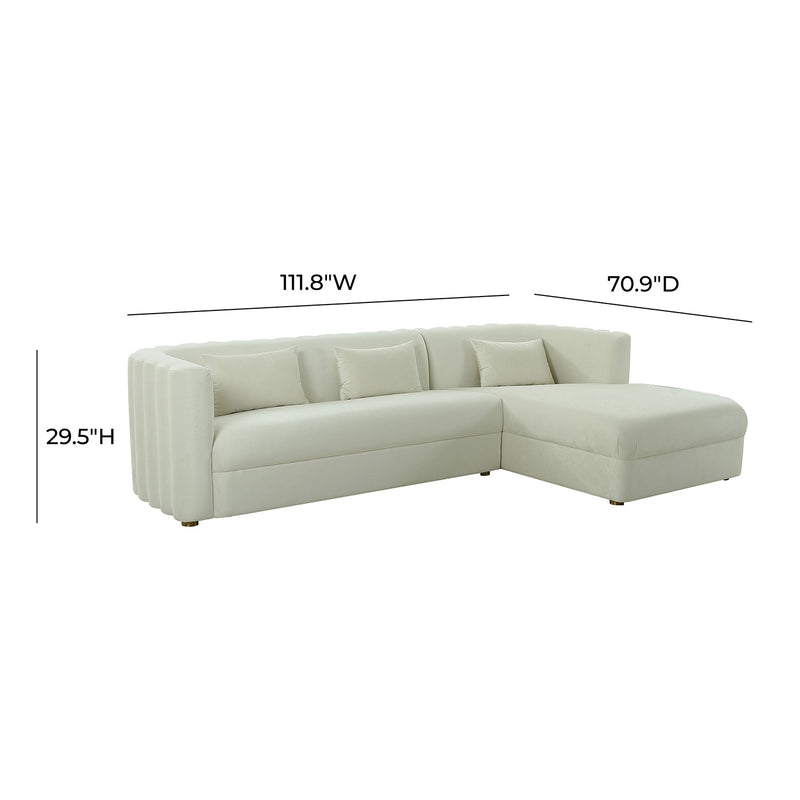 TOV Furniture Callie Velvet Right Arm Sectional Sofa