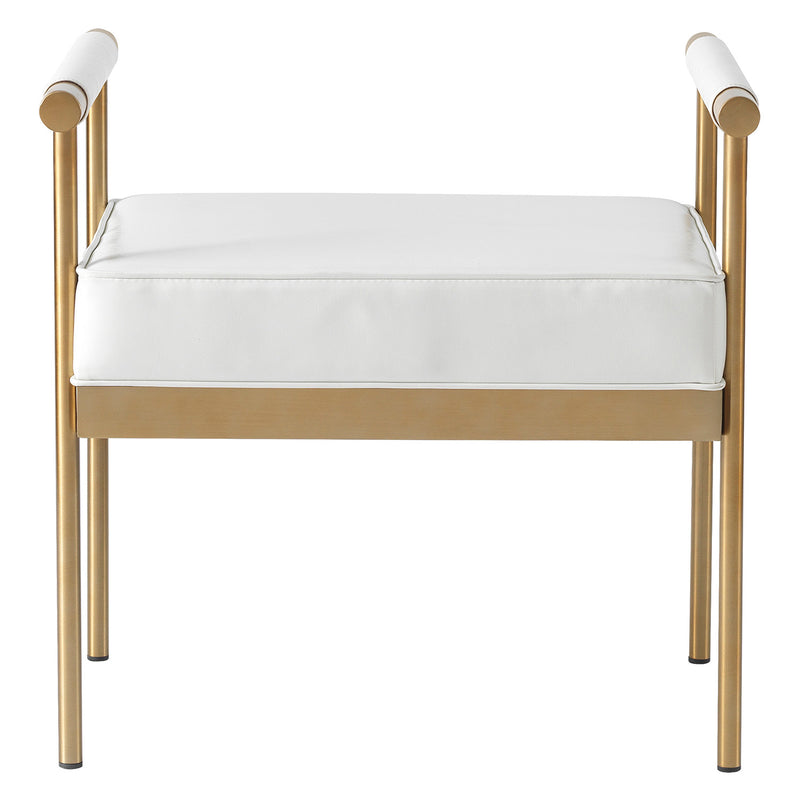 TOV Furniture Diva White Vegan Leather Bench