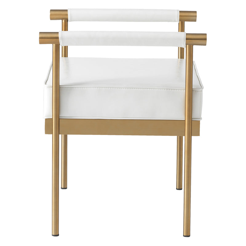 TOV Furniture Diva White Vegan Leather Bench