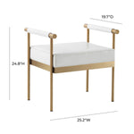 TOV Furniture Diva White Vegan Leather Bench