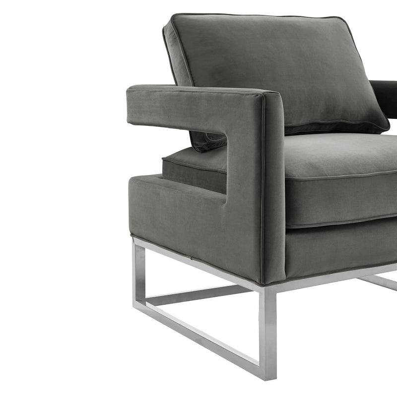 Gambit Silver Velvet Chair