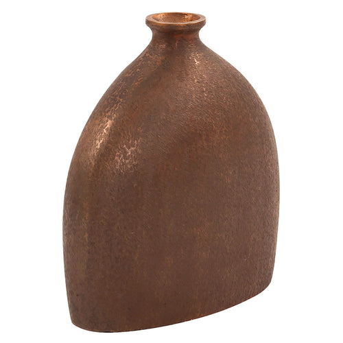 Textured Flask Dark Copper Small Vase