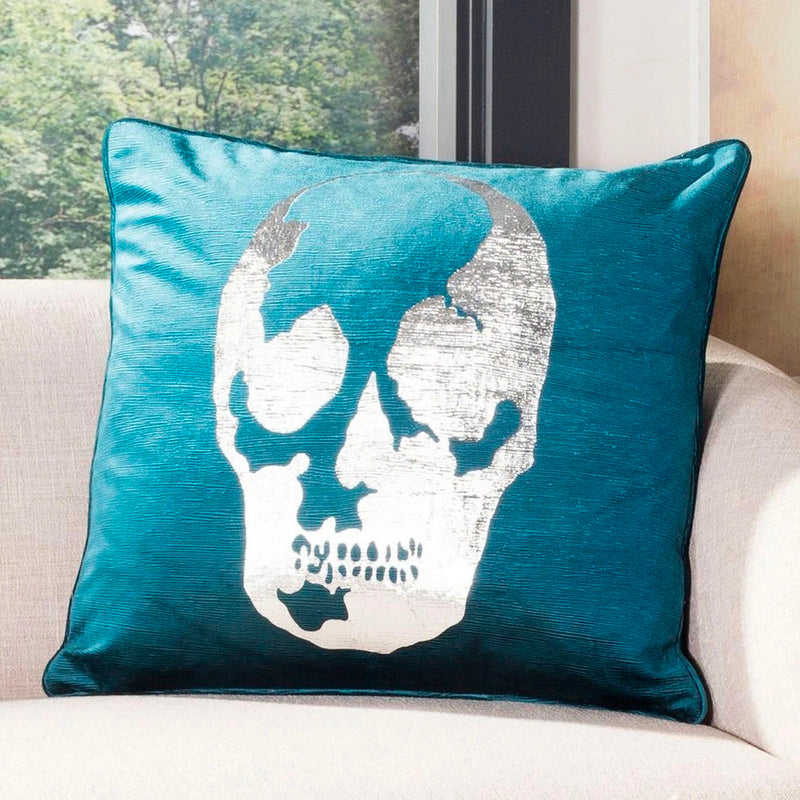 Silver Skull Throw Pillow