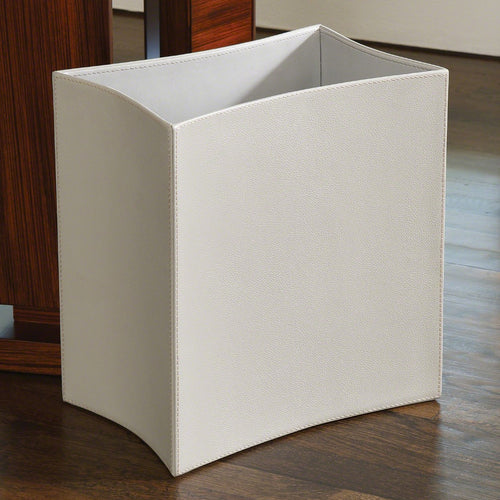 Global Views Folded Leather Wastebasket