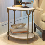 Global Views Oval Iron & Stone Side Table