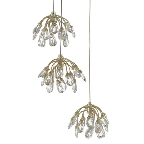 Currey & Co Crystal Bud 3-Light Multi-Drop Pendant