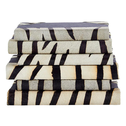 Zebra Hide Decorative Book Set of 6