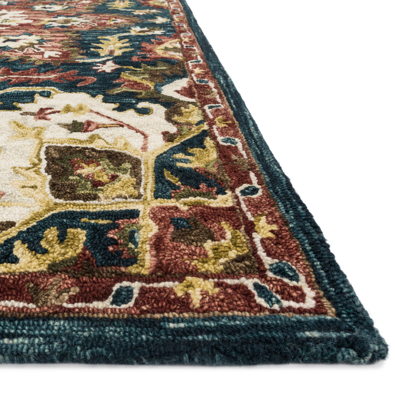 Loloi Victoria Teal/Raspberry Hooked Rug