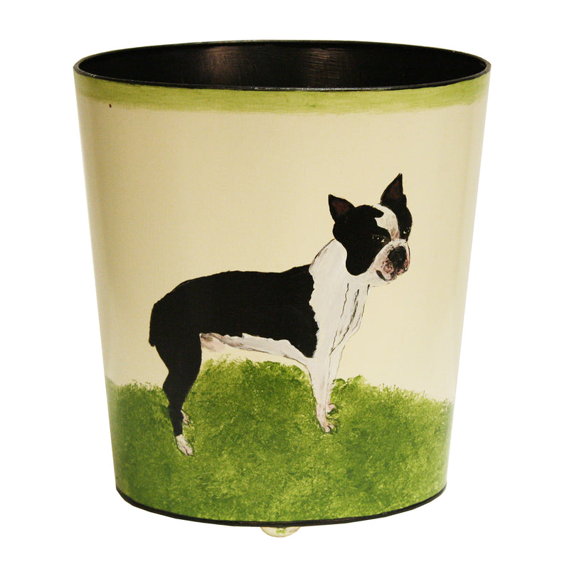 Worlds Away Boston Terrier Wastebasket