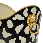 Worlds Away Oval Leopard Wastebasket