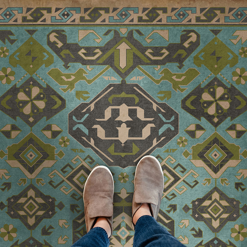 Traditional - Stone Blue Vinyl Floorcloth