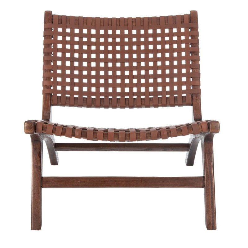 Zanna Leather Woven Accent Chair