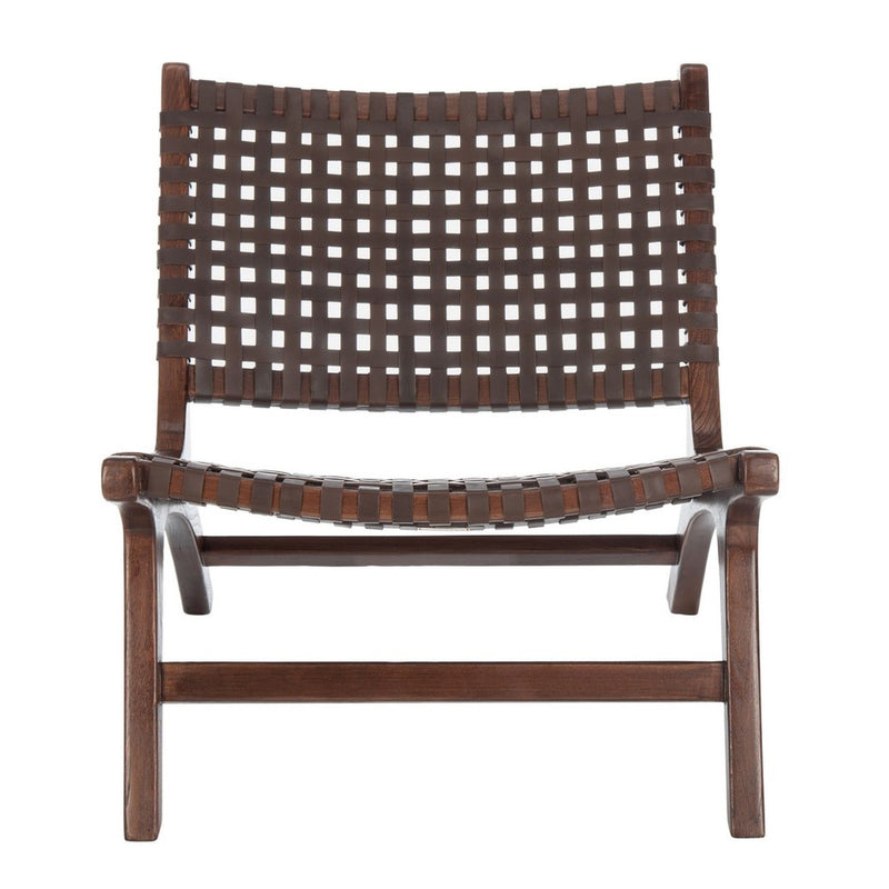 Zanna Leather Woven Accent Chair