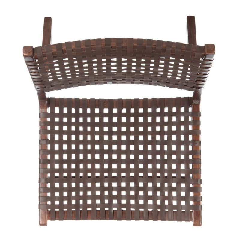 Zanna Leather Woven Accent Chair