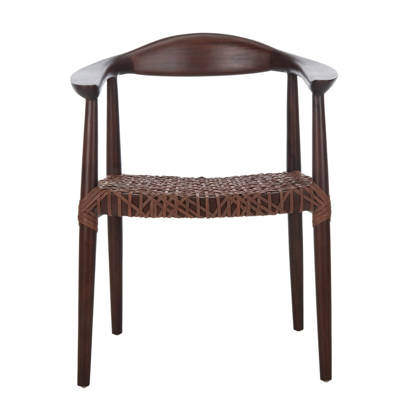 Maia Leather Woven Accent Chair