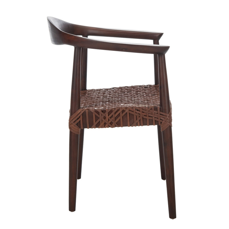 Maia Leather Woven Accent Chair