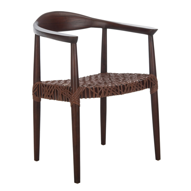 Maia Leather Woven Accent Chair