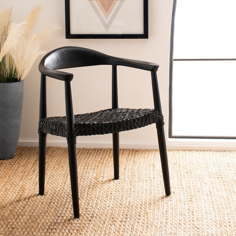 Maia Leather Woven Accent Chair