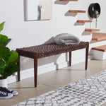 Tang Leather Weave Bench