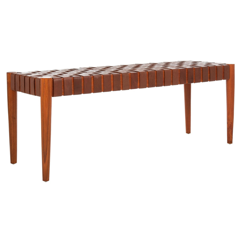 North Leather Weave Bench