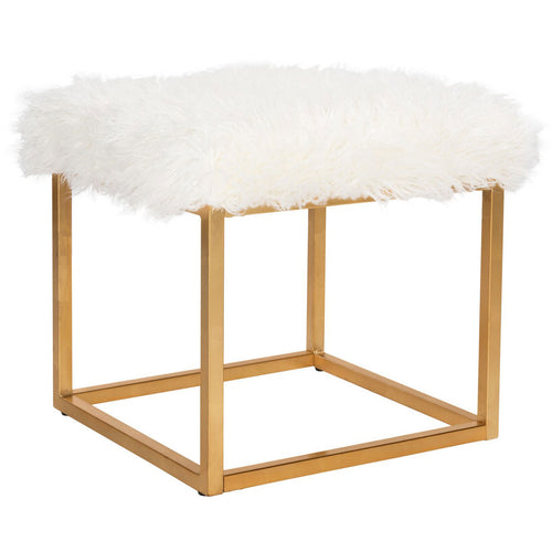 Waite Faux Sheepkin Ottoman