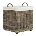 Burr Rattan Wheeled Basket Set Of 2