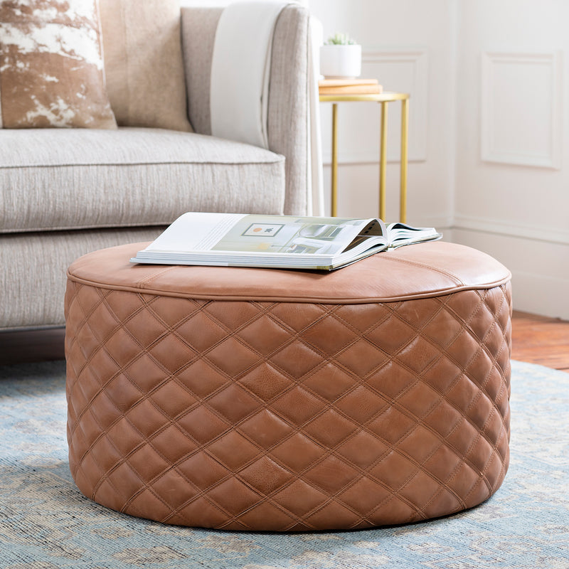 Vestry Leather Pouf